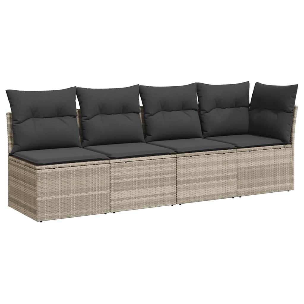 Vidaxl Sofa Ogrodowa Z Poduszkami, 4-Osobowa, Jasnoszara, Polirattan