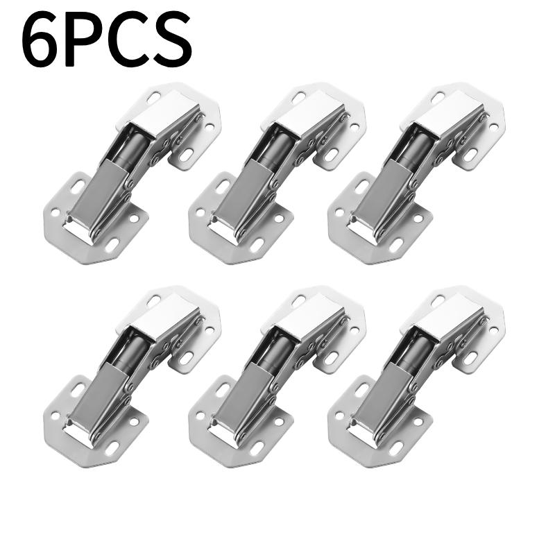 10 Pieces Steel Cabinet Hinges 90 Degree No Drilling with Hydraulic Buffer for Smooth Opening and Closing
