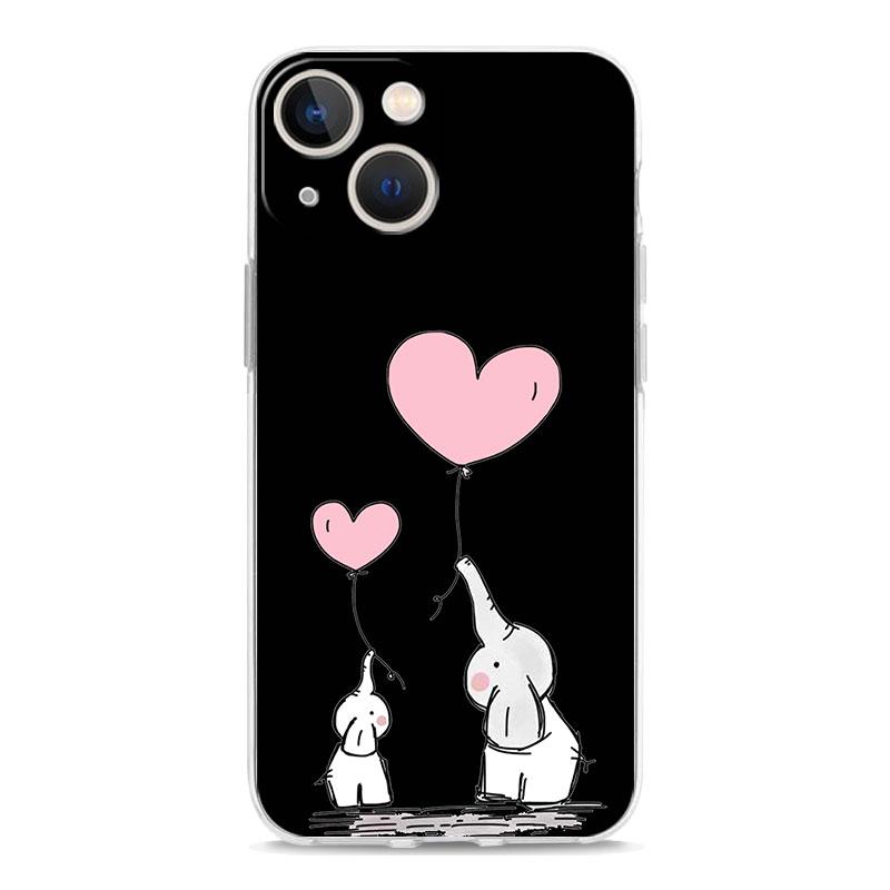 Phone Case For iPhone 15 14 13 12 Mini 11 Pro Max XS X XR 7 8 Plus Clear Shockproof Silicone TPU Cover Couple Style Cartoon