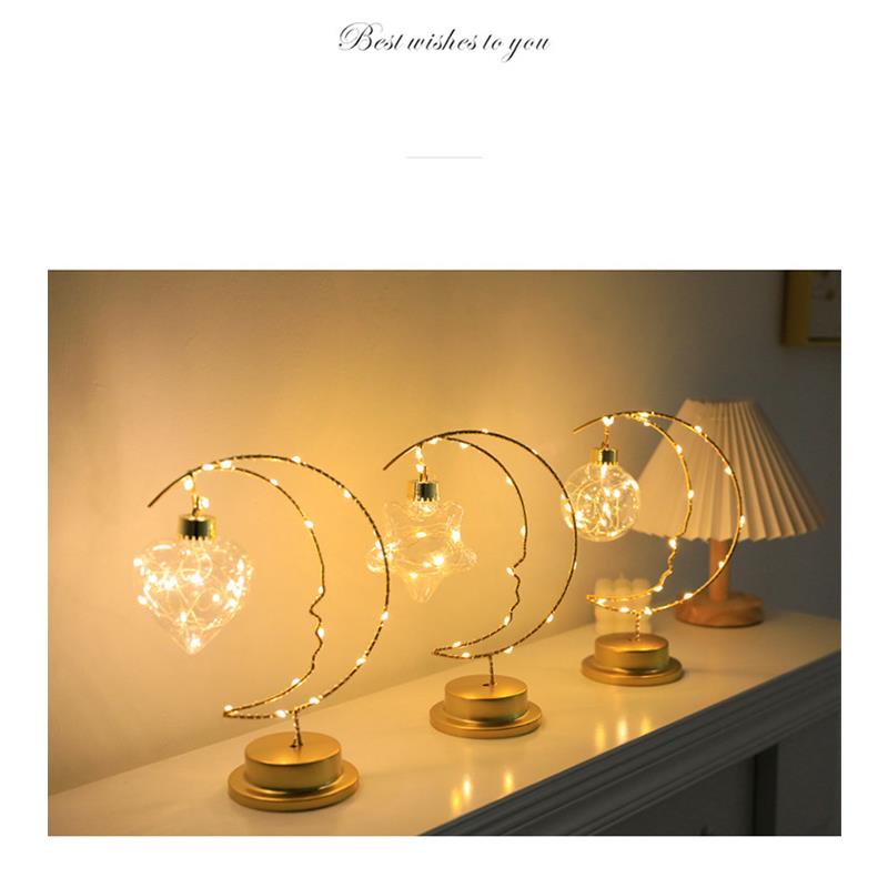 Christmas Decorative Lights, Iron Moon Indoor Ornaments, Night Lights, Birthday Gift Styling Lights