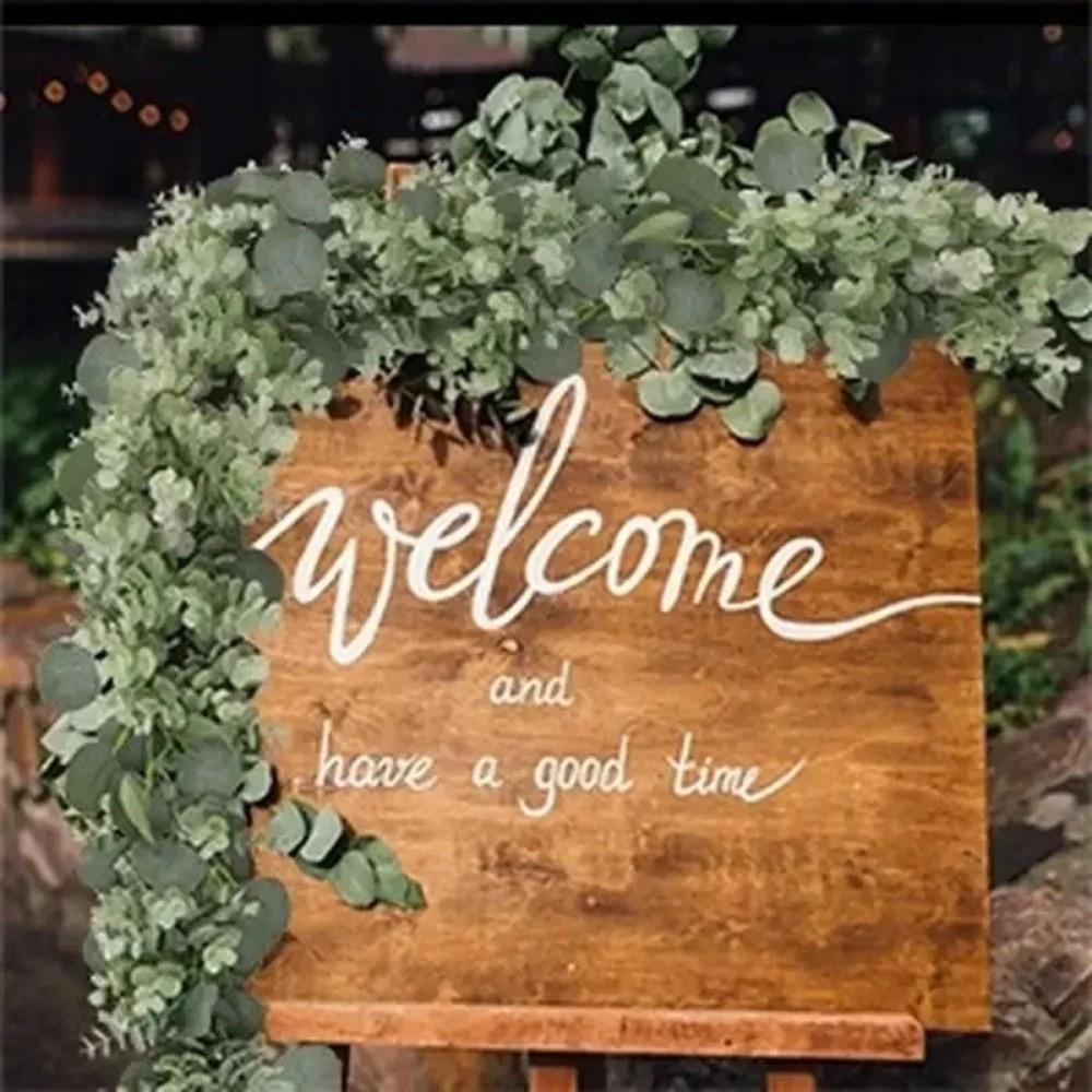 Realistic Fake Eucalyptus Vine Wall Hanging Greenery Garland Eucalyptus Leaves Vine Archway White Flowers Simulation Plant