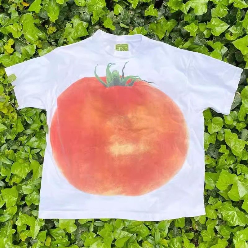 

Make Money for Charity 260G Heavy Weight Pure Cotton! Big Tomato Trendy Fancy Couple Loose White L [260g Heavy weight pure cotton]]