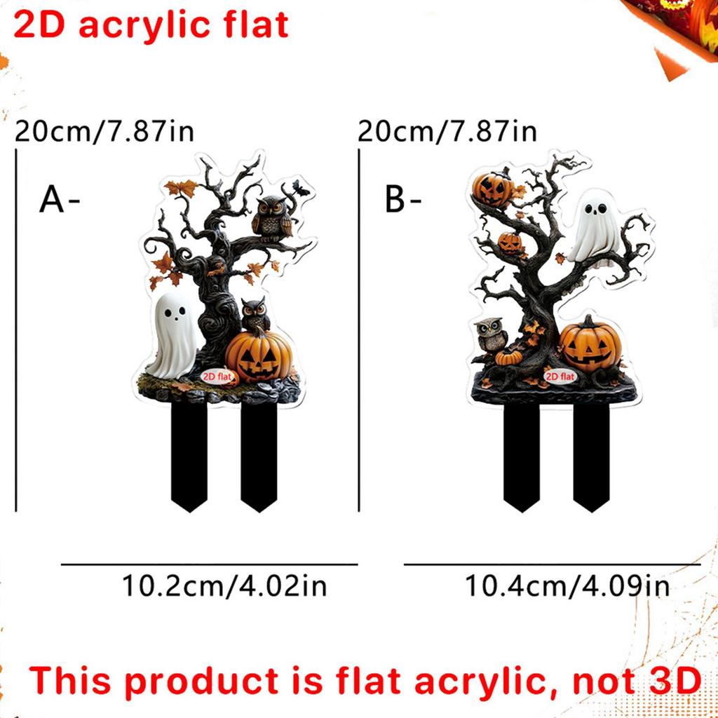 Halloween Lawn Stakes Halloween Yard Stakes Outdoor Decorations 2D Acrylic Scary Outside Decor Signs For Porch Patio Backyard