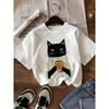 European Sizes Children's Summer Short-Sleeve T-Shirt, Cartoon Print Top for Girls, Featuring a Cute Design, Suitable for Outings and Daily