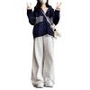 Hong Kong Chic Striped Hooded Cardigan for Women - Autumn/Winter Loose Knit Sweater Coat