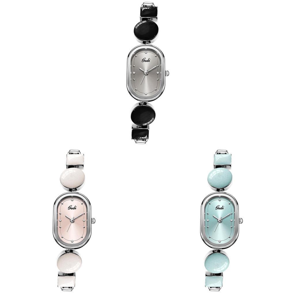 Gedi Artistic Elliptical Womens Quartz Watch With Decorative Dial For Fashion Ladies