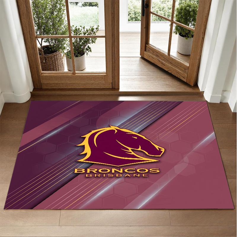 Brisbane Broncos Tasarımlı Kristal Kadife Halı Yatak Odası Girişi İçin Yumuşak Dekoratif Mat