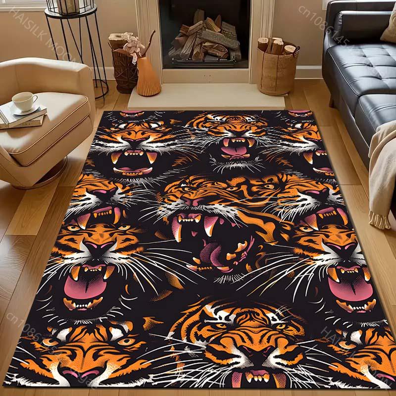 

1PC Roaring Tiger Head Print Carpet for Bedroom Living Room Bedside Sofa Floor Mat Modern Home Decor Area Rug for Gifts 40x60cm (16x24in)