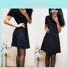 Elegant Casual O Neck Short Sleeve A-line Dress With Studded And Beaded Accents