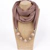 Fashion Retro Ethnic Scarf Necklace Women New Fashion Scarves Collar Pendant Scarf Beads Solid Color Jewelry Girl Fancy Bead Bib