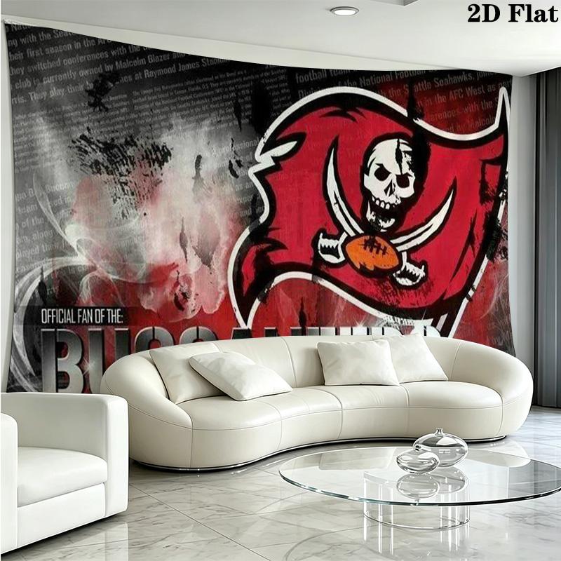 Tampa Bay Buccaneers Logo Wall Tapestry Aesthetic Wall Hanging Printed Fabric Blanket Decorative Tapestries for Bedroom Living Room Home Decor