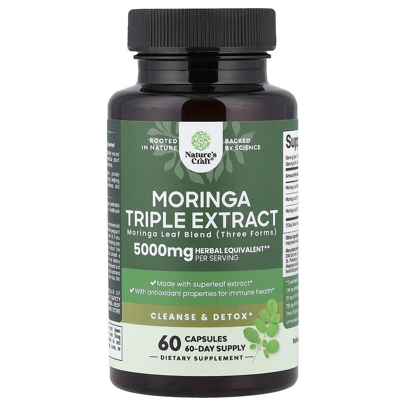 Moringa Drievoudig Extract, 5.000 mg, 60 Capsules