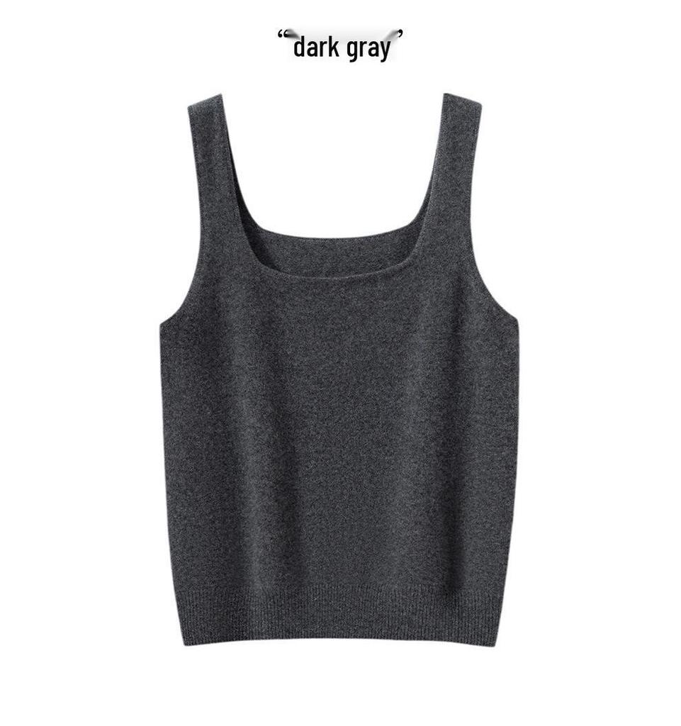 Women's 100% Pure Cashmere Round Neck Knit Camisole Vest