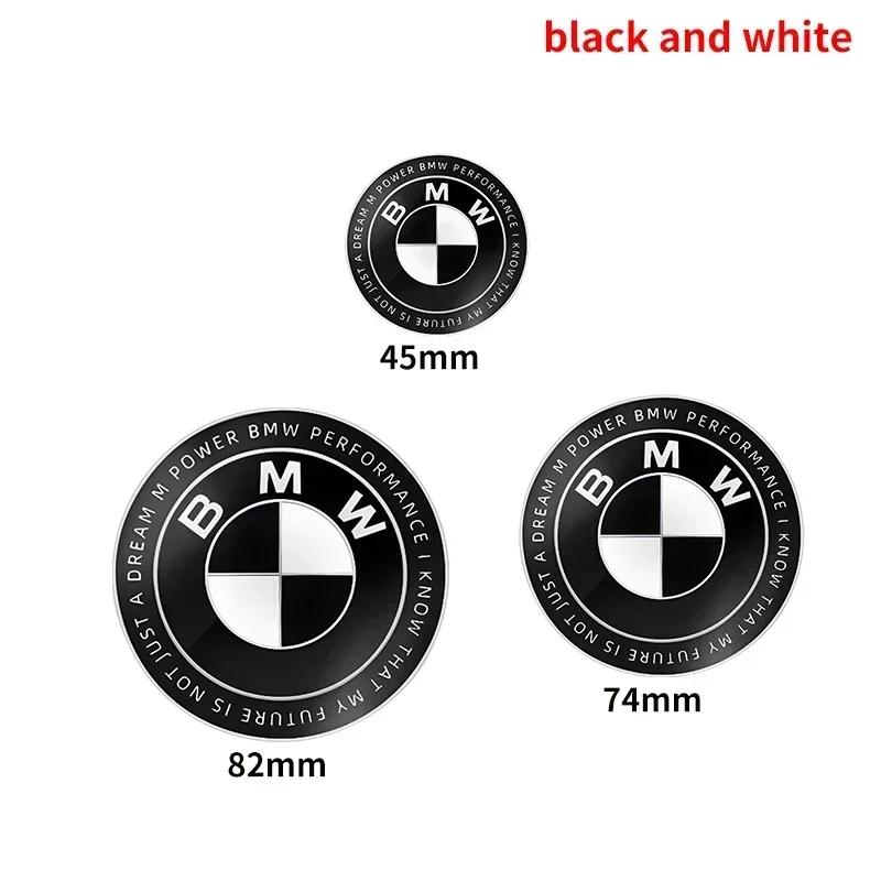 1 Stück Alles Schwarz 45mm 74mm 82mm Heckklappen-Embleme Frontklappen-Kofferraum-Emblem Lenkrad für BMW M E46 E53 E90 E84 E93 F20 X3 X5 X6