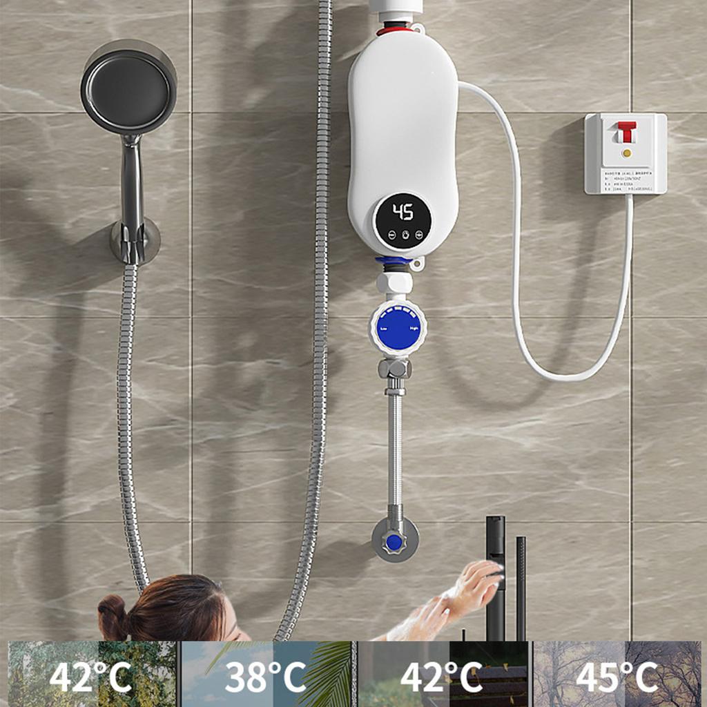 Mini Tankless Water Heater Instant 5500W Electric Water Heater with LED Touch Screen Temperature Control 30 55 degrees