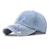 Design Damaged Fashionable Neutral Sunshade Denim Baseball Hat Outdoor For
