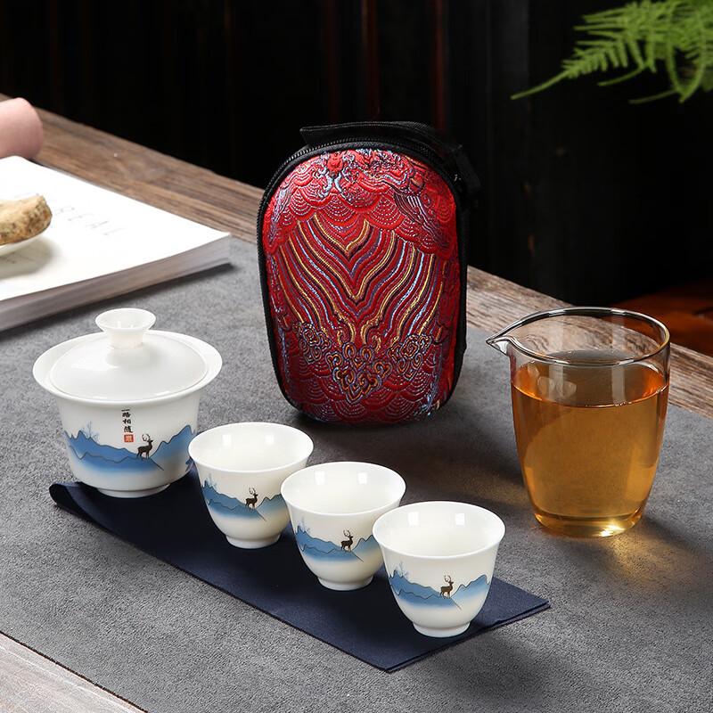 Qianli Jiangshan Ceramic Kung Fu Travel Tea Set