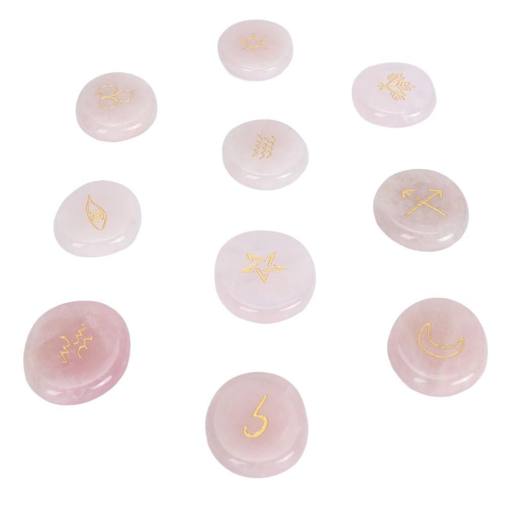 10pcs Rune Stones Set Multipurpose Polished Healing Witches Runes Set with Engraved Gypsy Symbol