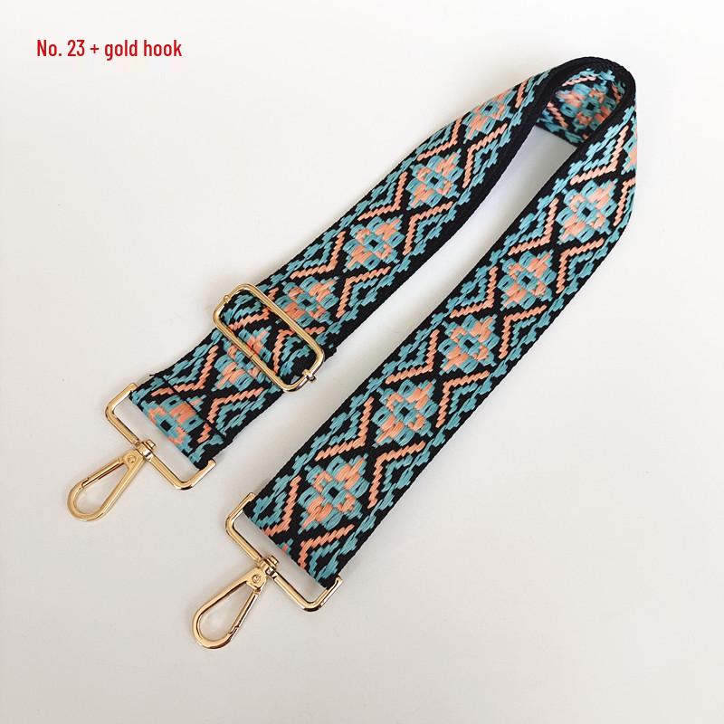 Etniczny Wzór Nylonowy Pasek do Plecaka z Regulowaną Długością i Metalowymi Akcesoriami - Odporny na Zużycie i Poszerzony dla Komfortu