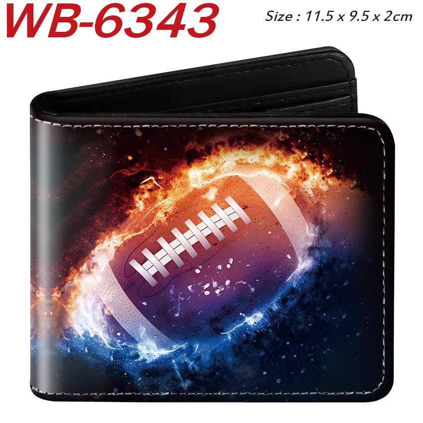 Sports Ball Bifold Wallet Football Basketball Rugby Pattern Student Coin Purse Card Holder Leather Short 1pcs