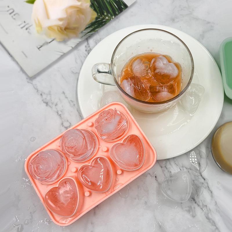 Formičky na led ve tvaru růže a srdce, silikonová forma na led 2 v 1, zábavné formičky na led na whisky, koktejly, šampaňské