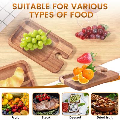 Japanese Style Serving Tray, Wood Appetizer Plate for Charcuterie, Cheese, Dessert & Wine Pairing, Natural Tableware
