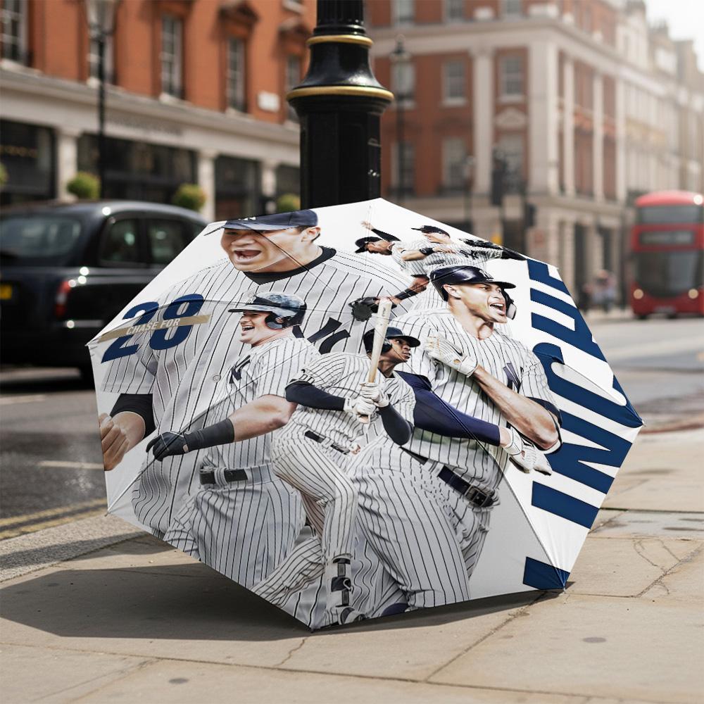 1 PC Automatic Folding Umbrella-New York Yankees Pattern, Portable & Foldable Design with 8 Ribs, Christmas Birthday Gifts