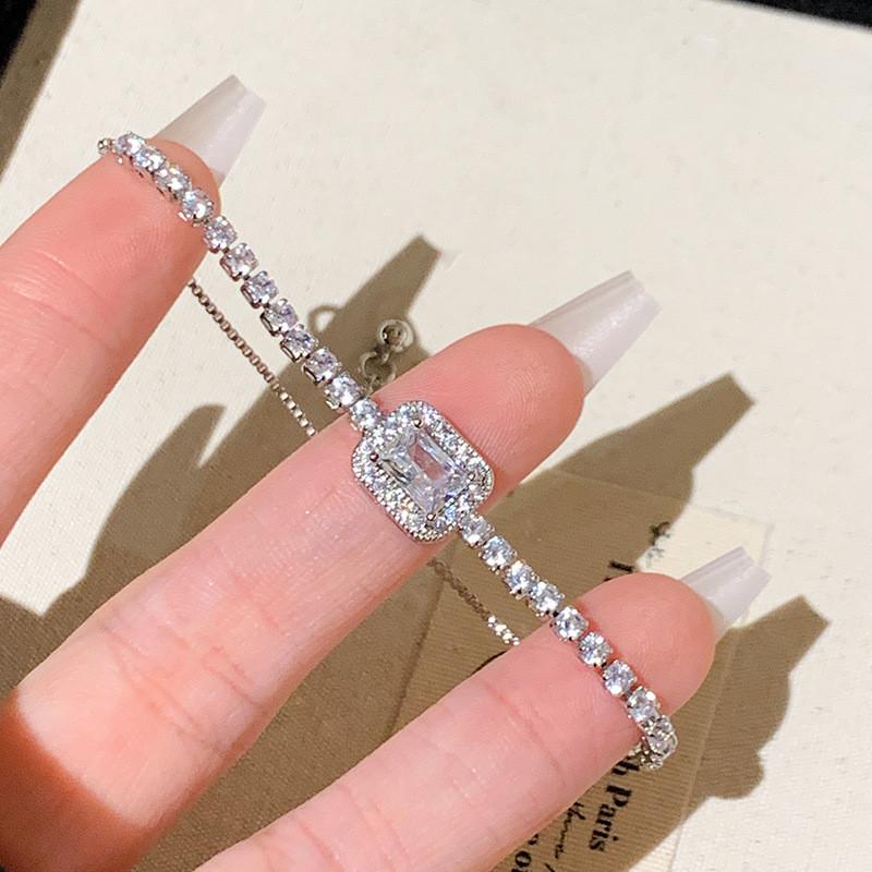 Geometric Zircon Square Adjustable Bracelet For Womens Fashion And Giftgiving