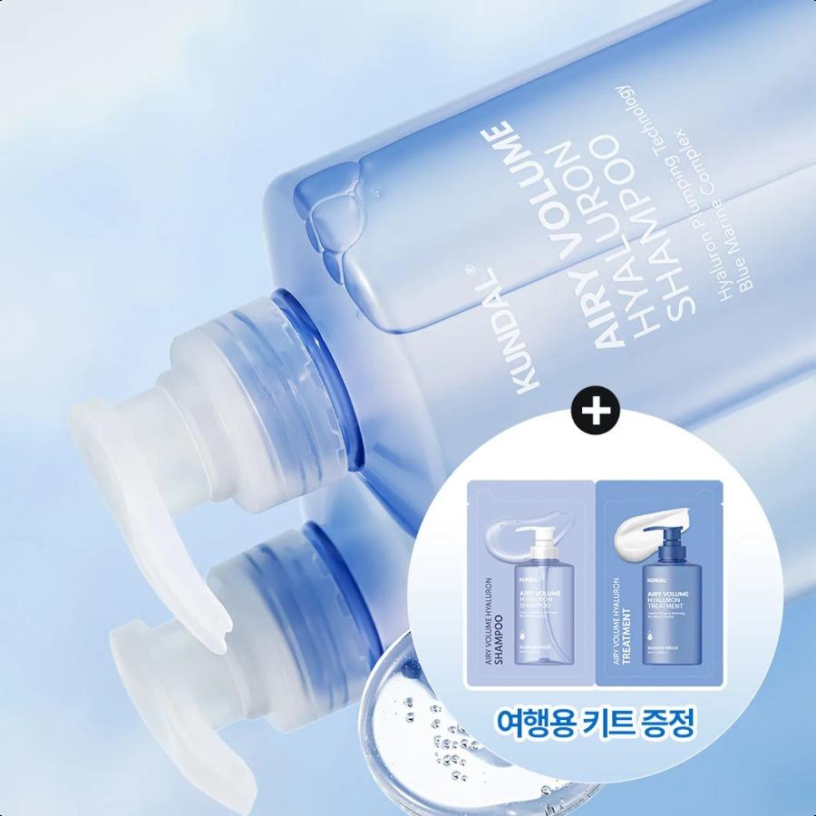 KUNDAL Hyaluron Airy Volume Shampoo 500ml Blossom Breeze Set (+Shampoo 30ml, Kur 30ml)