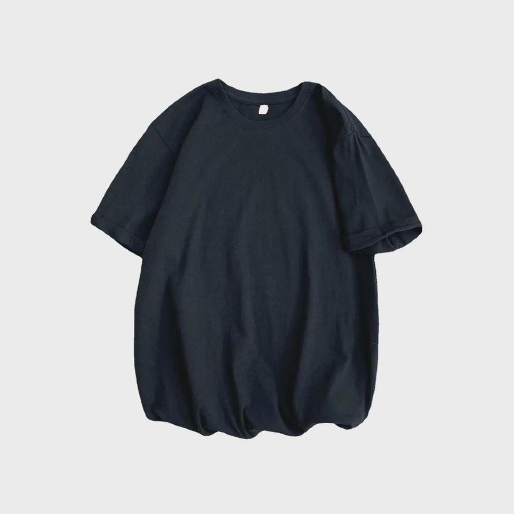 Unisex Retro Jednobarevné Volné Tričko s Krátkým Rukávem - K dispozici v bílé a černé barvě
