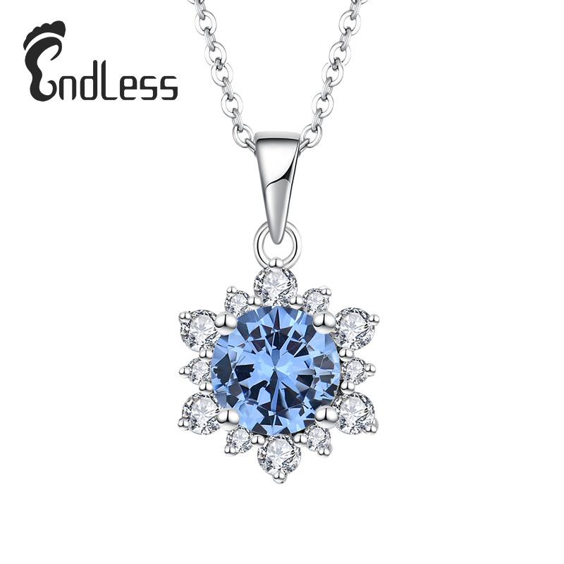 Fine Sapphire Round Gemstone Pendant Silver Colorful Zircon 925 Silver Fashion Jewelry Women Necklaces Zircon Pendant