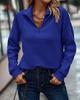 Women's Loose Fit Ribbed Long Sleeve Top with Half Zip Collar In Multiple Colors