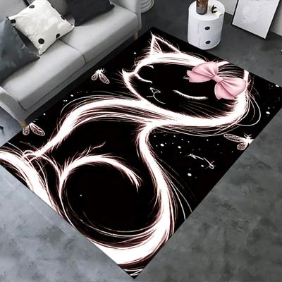 Charmante Katzenstuhlmatte Büroteppich mit Schleifendesign, Heimdekoration, Geeignet für Schlafzimmer, Wohnzimmer und verschiedene Räume, Perfekte Geschenkidee