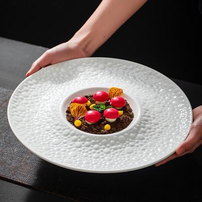 Keramik Weiß Kaltes Gericht Teller Hochwertiges Gefühl von Luxus Molekularküche Restaurant Künstlerische Konzeption Fusionsgericht Teller