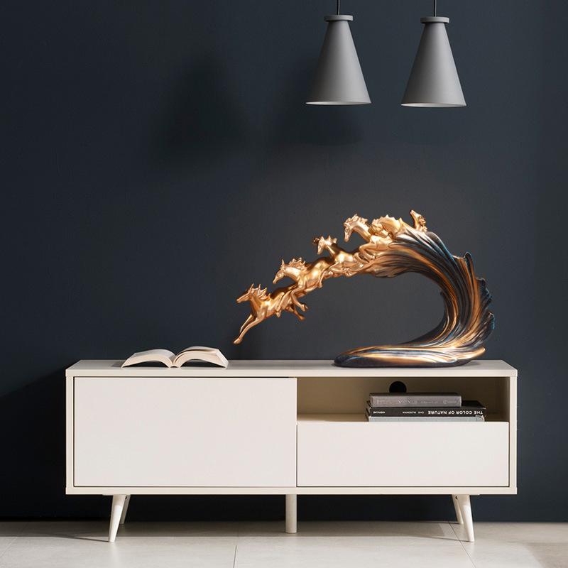 Horse Ornaments A Herd Of Horses Arts And Crafts Resin Golden Light Luxury Wine Cabinet Office Desktop Decoration