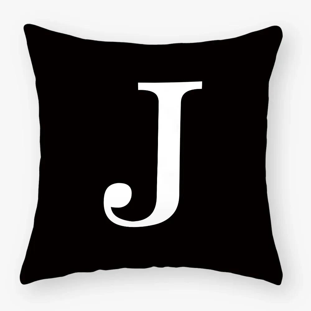Black White Letters Sofa Decorative Cushion Cover Pillow Pillowcase Polyester 45*45Cm Throw Pillow Home Decor Pillowcover