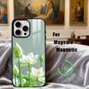 E-Emerald W-White Lotus Phone Case For iPhone17,16,15,14,13,12,11 Plus,Pro Max Magnetic For Magsafe Wireless Charging
