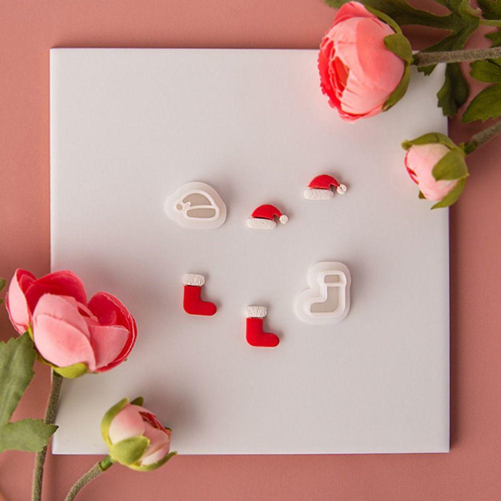 10 Stück Prägeform Weihnachten Polymer Clay Ausstecherform Weiche Keramik Handgemachter Schmuckherstellung Form Weihnachtsbaum Weihnachtsmütze
