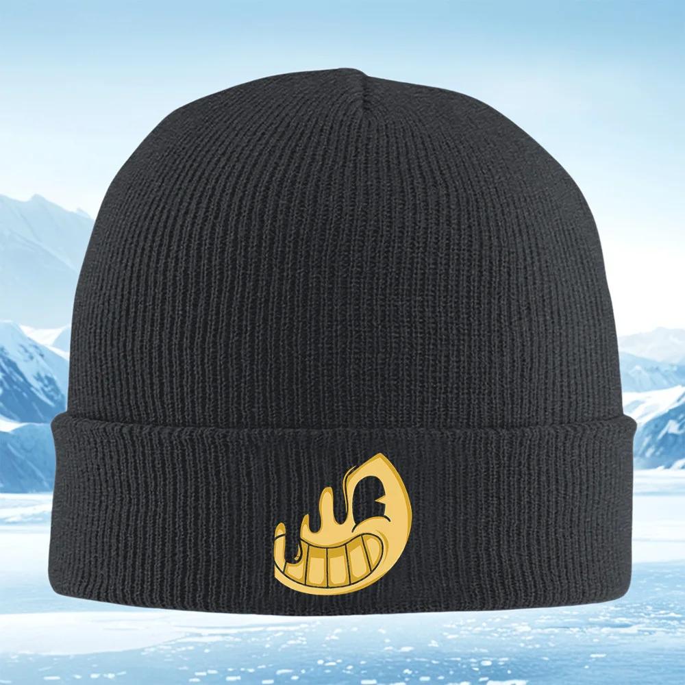 New Smiling Face Ink Cartoon Design Unisex Women Unisex Knitted Hat Beanie Pullover Cap Winter Thermal Warm Christmas Outdoor Cycli