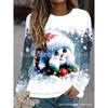Womens 3D Printed Christmas Sweatshirt Long Sleeve Crew Neck Loose Fit Winter Casual Top