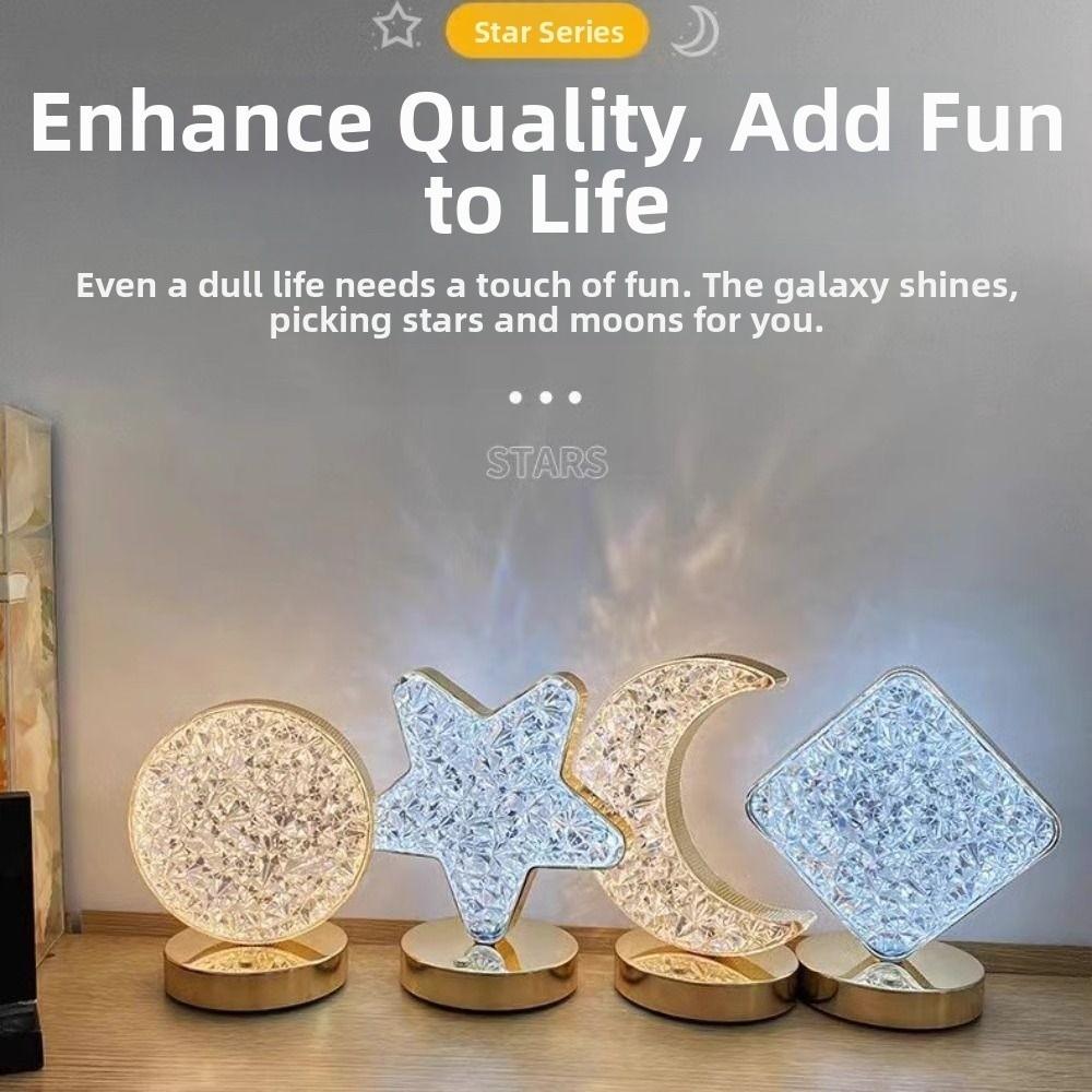 USB Rechargeable Crystal Night Light Dimmable Beside Lamp Creative Gift Desk Light
