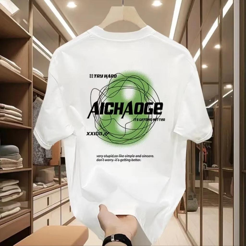 Trendy Brand Short-Sleeved Pure Cotton Men'S Printed T-Shirt Trendy Men'S And Women'S Versatile Round Neck T-Shirt Men'S