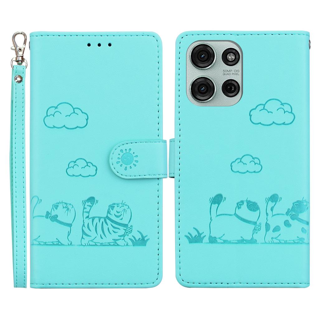 For Motorola Moto G75 5G Case RFID Blocking Kitten Pattern TPU+PU Leather Phone Cover
