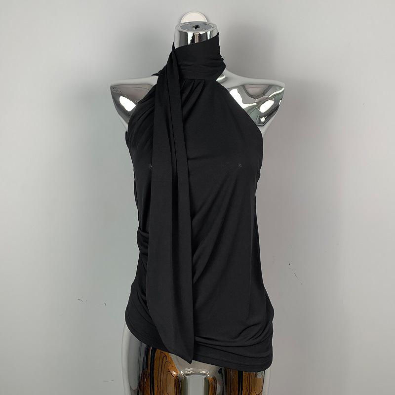 

Жилет Dongdaemun Slim Fit Halter Neck Vest – универсальный женский топ с лентами, подчеркивающий ключицы и фигуру One Size