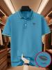 Men's Outdoor Golf Polo Shirt with Rugby Pattern Print, Breathable & Short-sleeve Lapel Business Casual T-shirt for Daily Casual Wear