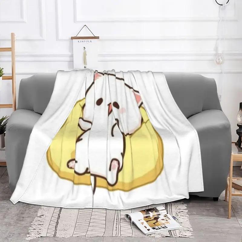 Peach And Goma Mochi Cat Blanket Soft Fleece Spring Warm Flannel Throw Blankets for Sofa Travel Bed Bedspread 100cmx150cm