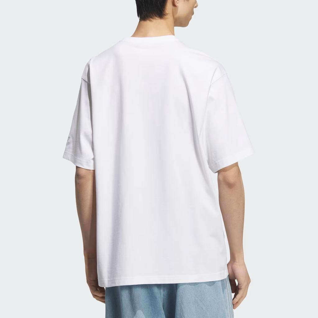 Adidas Originals Graphic Tee Simple Round Neck Loose Short Sleeve T-Shirt Men Tops White KC3112