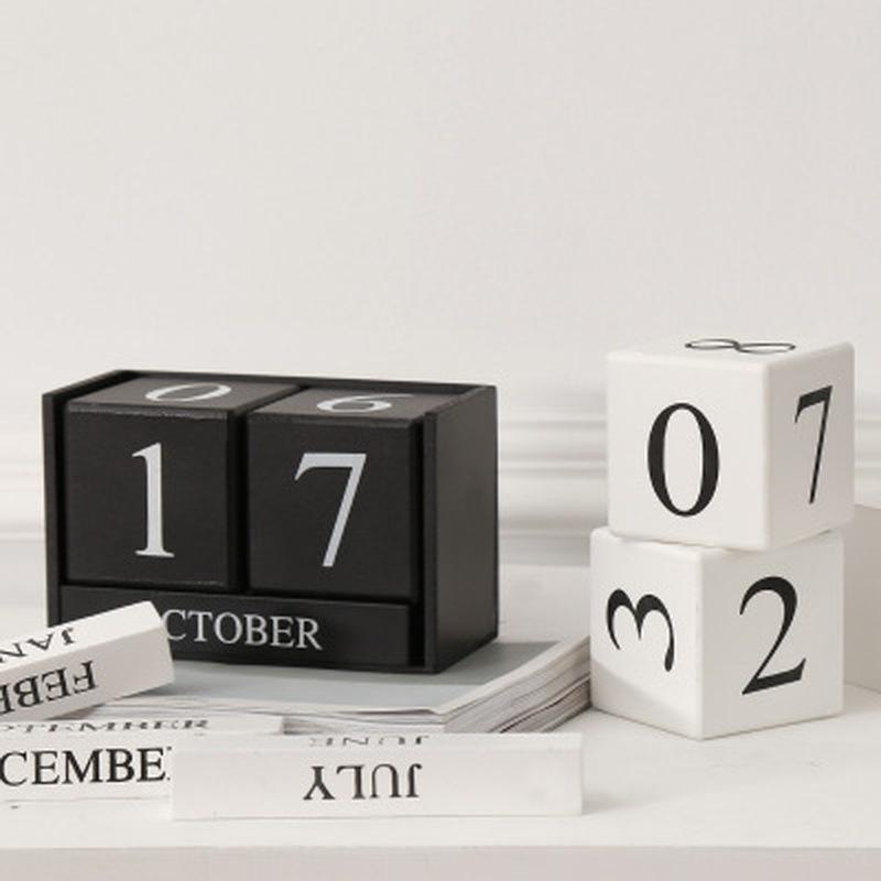 1Pc Cute Vintage Desktop Wooden Letters Calendar Cube Block Home Decoration Accessories Prop Letter Wooden Calendar