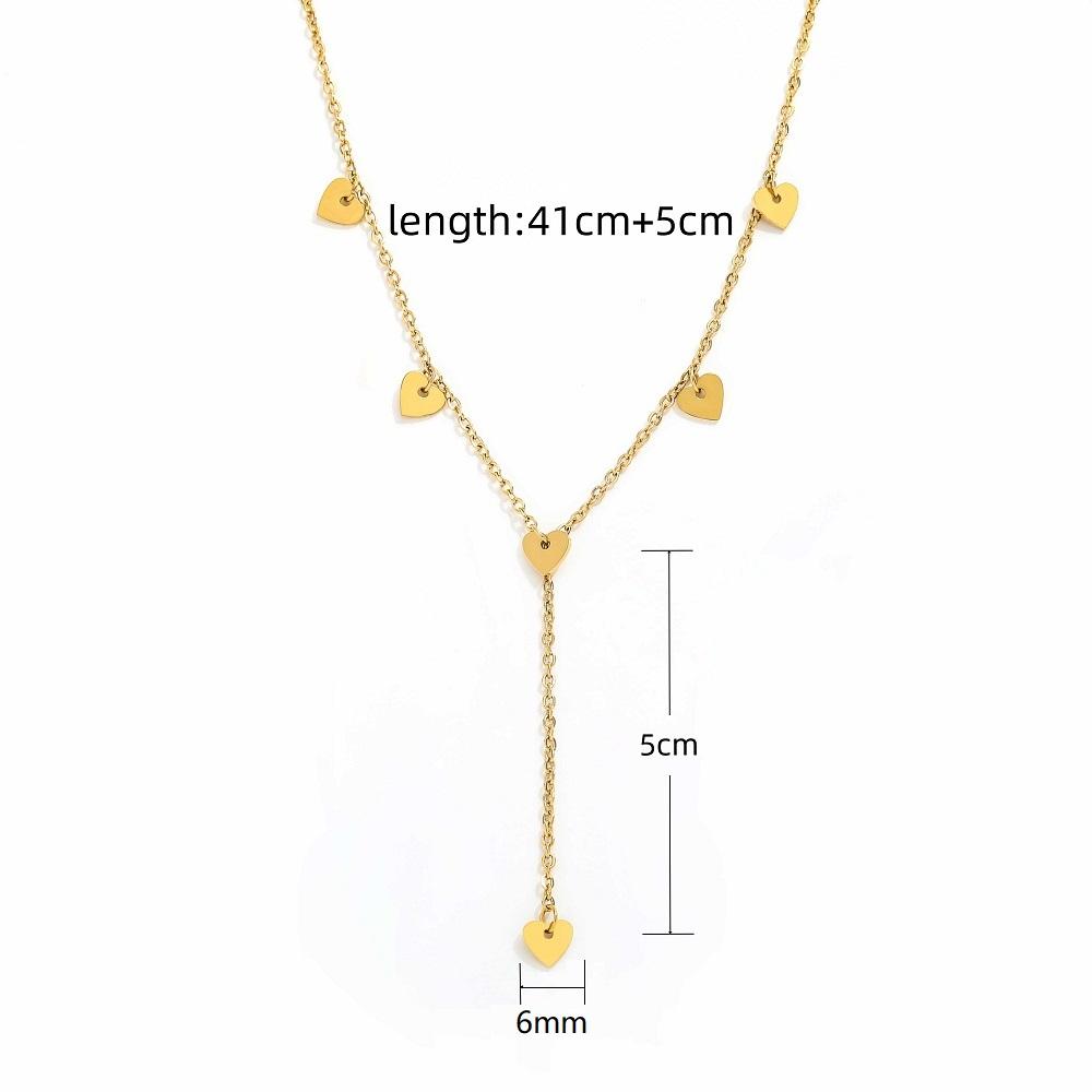 Joolim Jewelry Gold Plated Elegance Heart Satellite Y Tassel Necklace Stainless Steel Jewelry 41+5cm