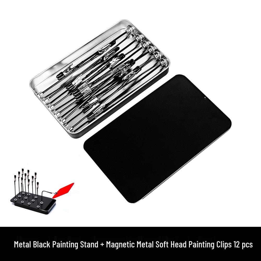 Magnetic Model Painting Clip Stand - Compact Metal Drying Base